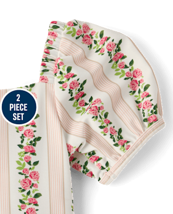 Girls Floral Puff Sleeve Tankini Swimsuit - Swim Shop