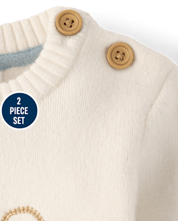 Baby Embroidered Bunny Silhouette Sweater 2-Piece Outfit Set - Homegrown by Gymboree