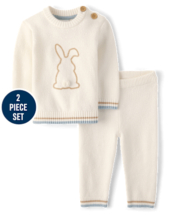 Baby Embroidered Bunny Silhouette Sweater 2-Piece Outfit Set - Homegrown by Gymboree