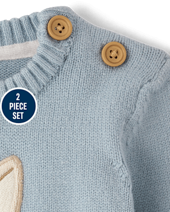 Baby Boys Applique Bunny Sweater 2-Piece Outfit Set - Homegrown by Gymboree