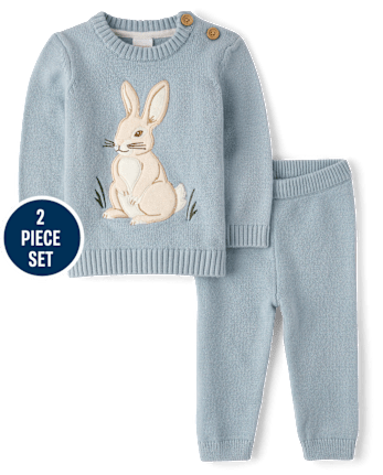 Baby Boys Applique Bunny Sweater 2-Piece Outfit Set - Homegrown by Gymboree