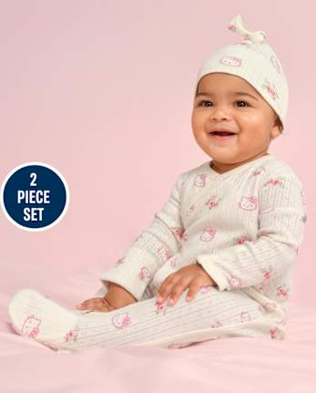 Baby Girls Hello KittyÂ® Floral Pointelle 2-Piece Outfit Set