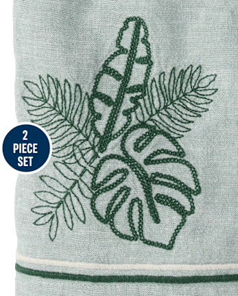 Baby Boys Embroidered  Tropical Leaf Linen-Blend 2-Piece Outfit Set - Amalfi Coast