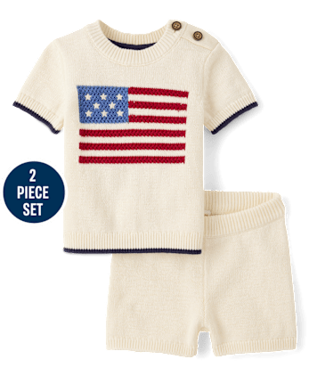 Baby Crochet Flag 2-Piece Outfit Set - Nantucket Charm