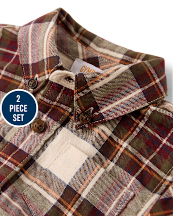 Baby Boys Plaid 2-Piece Outfit Set - Countryside Manor - REDWOOD