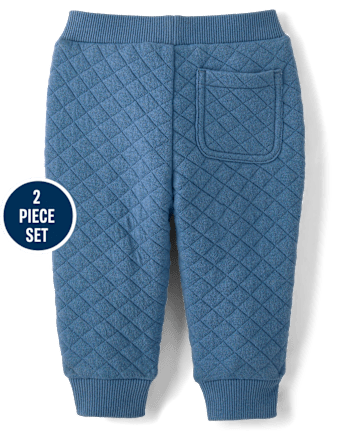 Baby Boys Embroidered Airplane Quilted 2-Piece Outfit Set