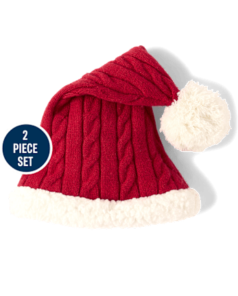 Baby Cable Knit Romper 2-Piece Outfit Set - CRIMSON
