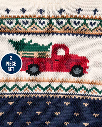 Baby Boys Truck Fairisle 2-Piece Sweater Set - Tartan Remix - TIDAL