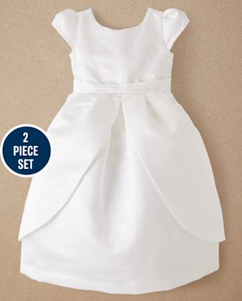 Conjunto de 2 piezas de vestido de satén para niñas - All Dressed Up
