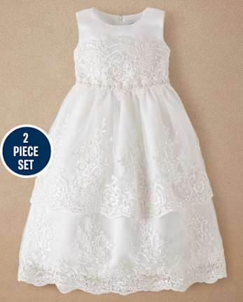 Girls Lace Applique Dress 2-Piece Set - Special Occasions