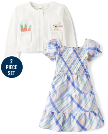Girls Matching Family Plaid 2-Piece Outfit Set - Spring Celebrations