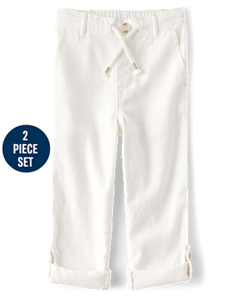 Boys Dad And Me Linen-Blend Button Up Shirt 2-Piece Outfit Set