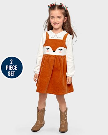 Conjunto De 2 Piezas De Jersey De Pana Con Jumper Bordado Sin Mangas Y Top De Manga Larga Nina Aventuras De Otono MULTI CLR Gymboree
