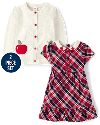 Conjunto de traje de 2 piezas a cuadros para niñas - Classroom Cutie