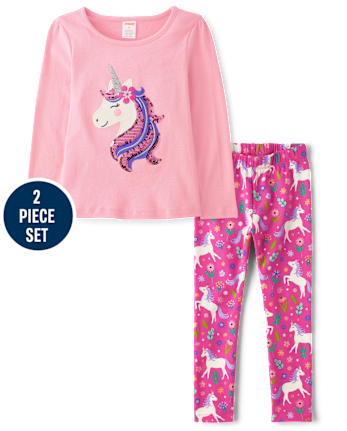 Girls Long Sleeve Unicorn Top And Leggings 2 Piece Outfit Set Dino Friends MULTI Gymboree