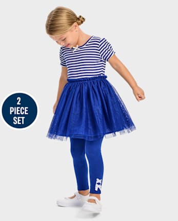 Girls Striped Dress 2-Piece Outfit Set - Little Essentials