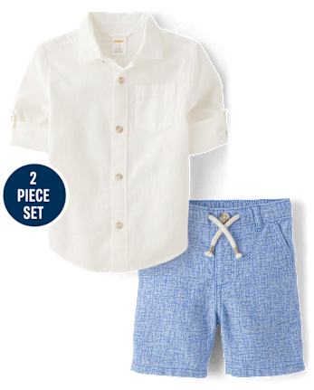 Kids Linen-Blend 2-Piece Outfit Set