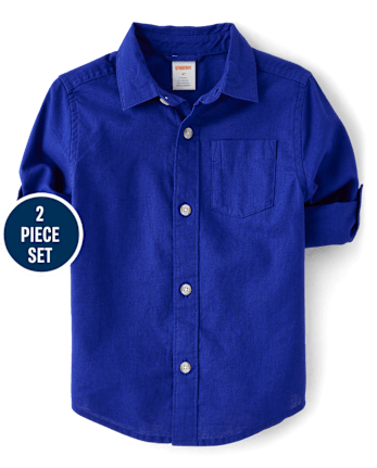 Kids Roll Cuff Linen-Blend 2-Piece Outfit Set
