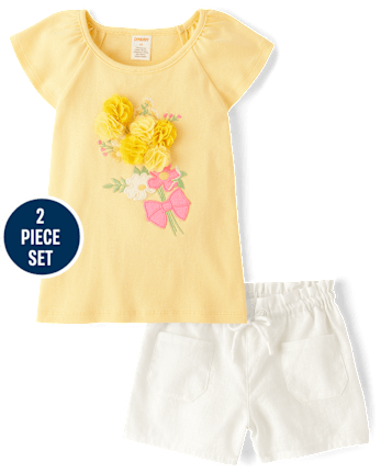 Girls Floral 2-Piece Outfit Set - Spring Celebrations