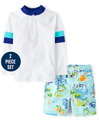 Boys Striped Travel 2-Piece Swimsuit - Swim