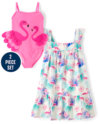 Girls Flamingo 2-Piece Swim Set - Swim