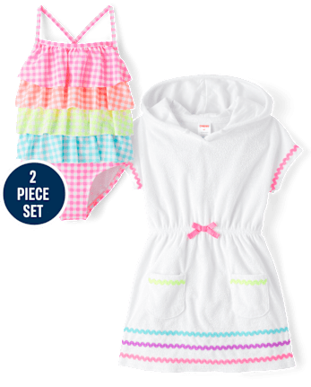 Girls Gingham Rainbow 2-Piece Swim Set - Swim
