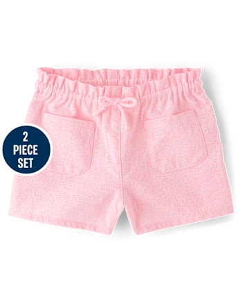 Girls Eyelet Linen-Blend 2-Piece Outfit Set