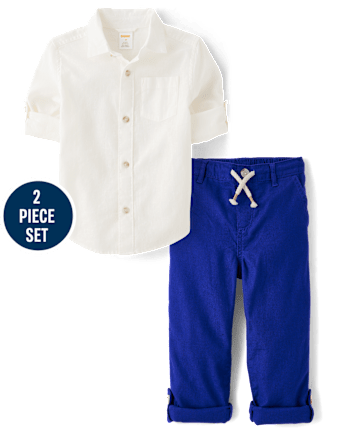 Kids Linen-Blend 2-Piece Outfit Set