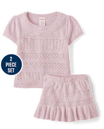 Girls Pointelle Sweater Top 2-Piece Outfit Set - Magical Meadows