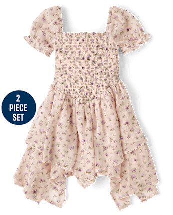 Girls Floral Pointelle Cardigan 2-Piece Outfit Set - Magical Meadows