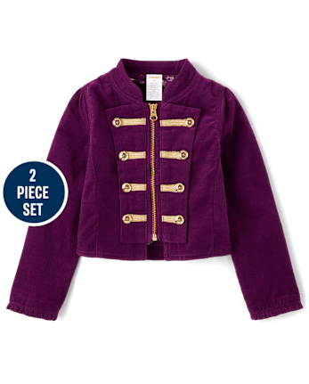 Girls Corduroy Band Jacket 2-Piece Outfit Set - Magical Meadows