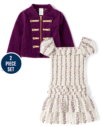 Girls Corduroy Band Jacket 2-Piece Outfit Set - Magical Meadows