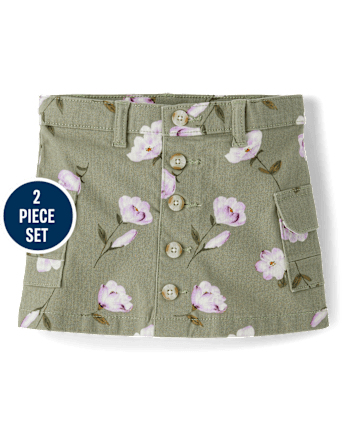 Girls Floral Utility Jacket 2-Piece Outfit Set - Magical Meadows