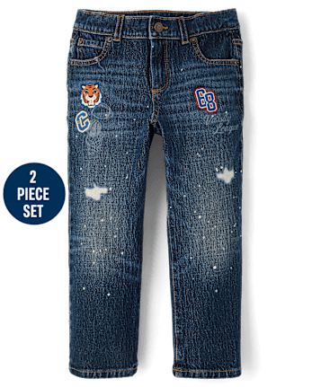 Boys Embroidered Varsity Sports 2-Piece Outfit Set - Campus Cuties