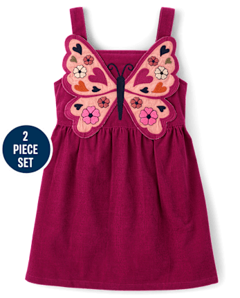 Girls Applique Butterfly 2-Piece Outfit Set - Fall Celebrations