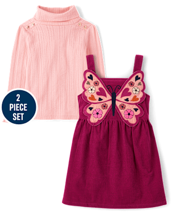 Girls Applique Butterfly 2-Piece Outfit Set - Fall Celebrations