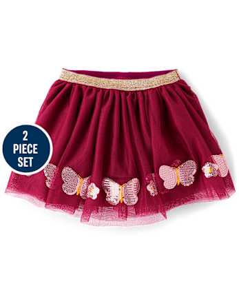 Girls Sequin Butterfly 2-Piece Outfit Set - Fall Celebrations