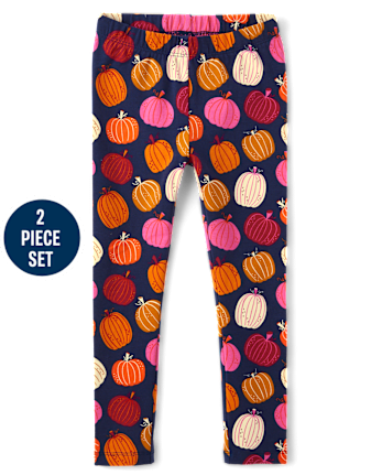 Girls Pumpkin 2-Piece Outfit Set - Fall Celebrations