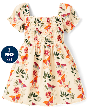Girls Crochet Floral 2-Piece Outfit Set - Fall Celebrations