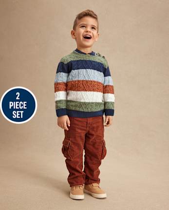 Boys Striped 2-Piece Outfit Set - Fall Celebrations
