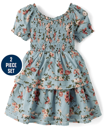 Girls Floral Pleated 2-Piece Outfit Set - Highland Hills