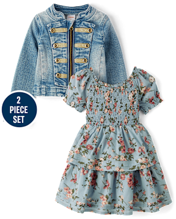 Girls Floral Pleated 2-Piece Outfit Set - Highland Hills