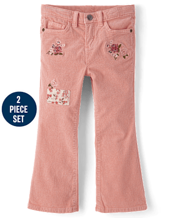 Girls Embroidered Floral 2-Piece Outfit Set - Highland Hills