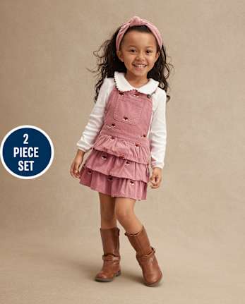 Girls Embroidered Fox 2-Piece Outfit Set - Highland Hills