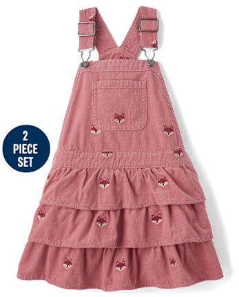 Girls Embroidered Fox 2-Piece Outfit Set - Highland Hills
