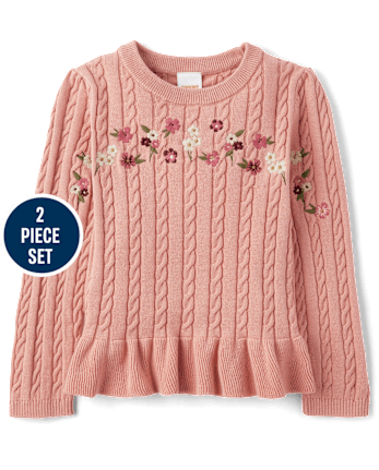 Girls Embroidered Floral 2-Piece Outfit Set - Highland Hills