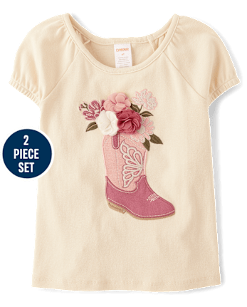Girls Embroidered Cowgirl Boot 2-Piece Outfit Set - Highland Hills
