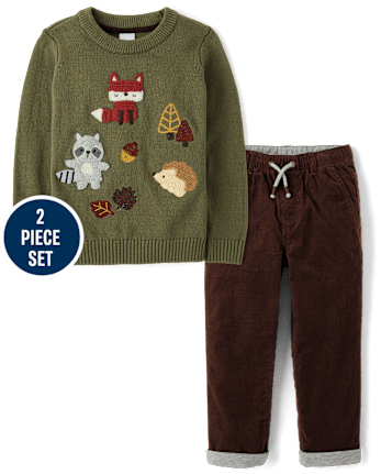 Boys Embroidered Animal 2-Piece Outfit Set - Highland Hills