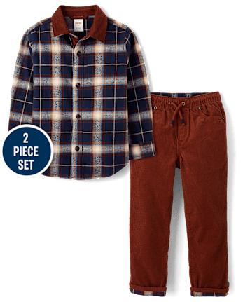 Boys Plaid 2-Piece Outfit Set - Highland Hills