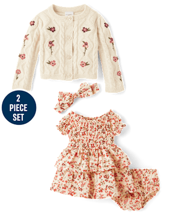 Baby Girls Embroidered Floral 3-Piece Outfit Set - Homegrown by Gymboree